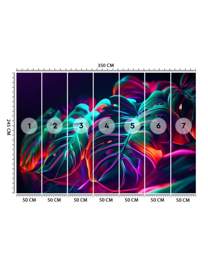 Modern wallpaper - Monstera leaves in futuristic style | FEEBY