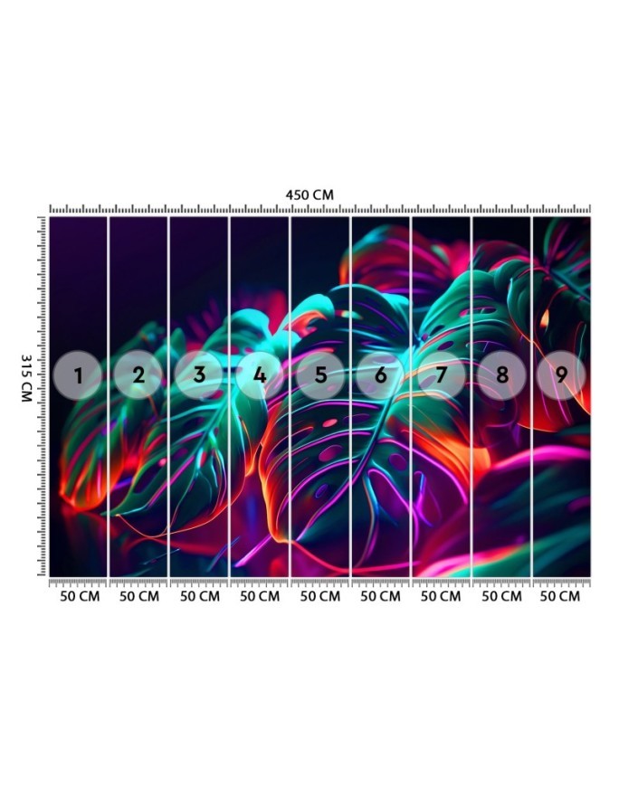 Modern wallpaper - Monstera leaves in futuristic style | FEEBY