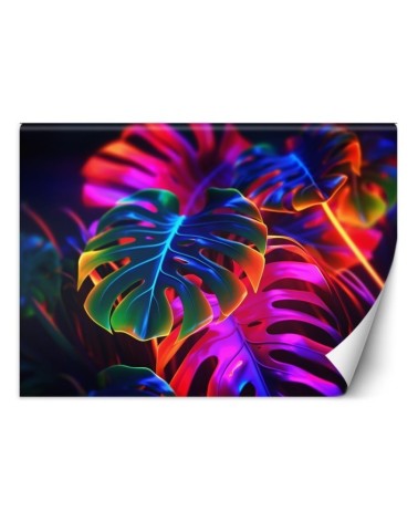 Wall mural - Monstera fluorescent leaves | FEEBY