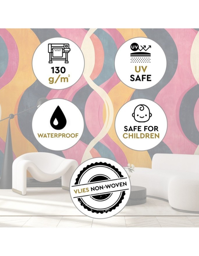 Modern wall mural - Waves Abstract Retro | FEEBY