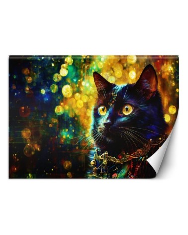 Wall mural for bedroom - Black Cat Abstraction | FEEBY