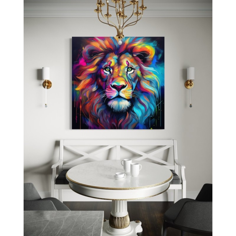 Modny obraz na płótnie - Lew Pop Art Kolorowy | Feeby.pl