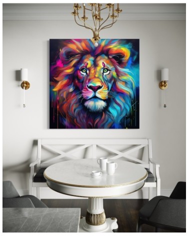Modny obraz na płótnie - Lew Pop Art Kolorowy | Feeby.pl