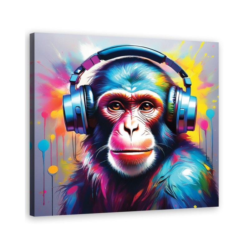 Modny obraz na płótnie - Małpa Dj Pop Art | Feeby.pl