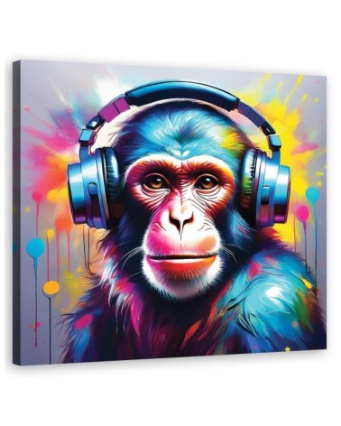 Modny obraz na płótnie - Małpa Dj Pop Art | Feeby.pl