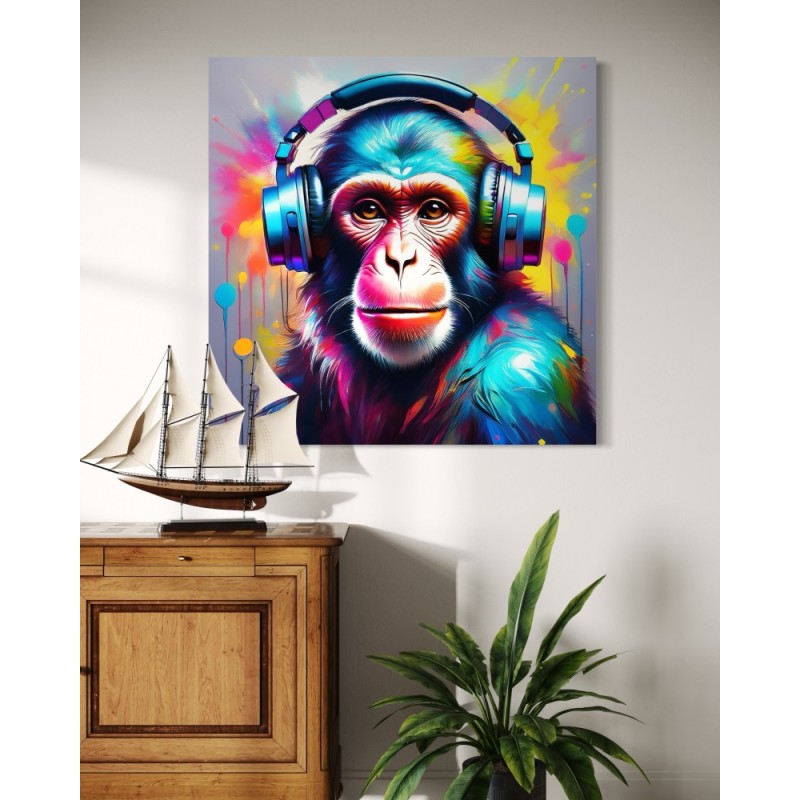 Modny obraz na płótnie - Małpa Dj Pop Art | Feeby.pl