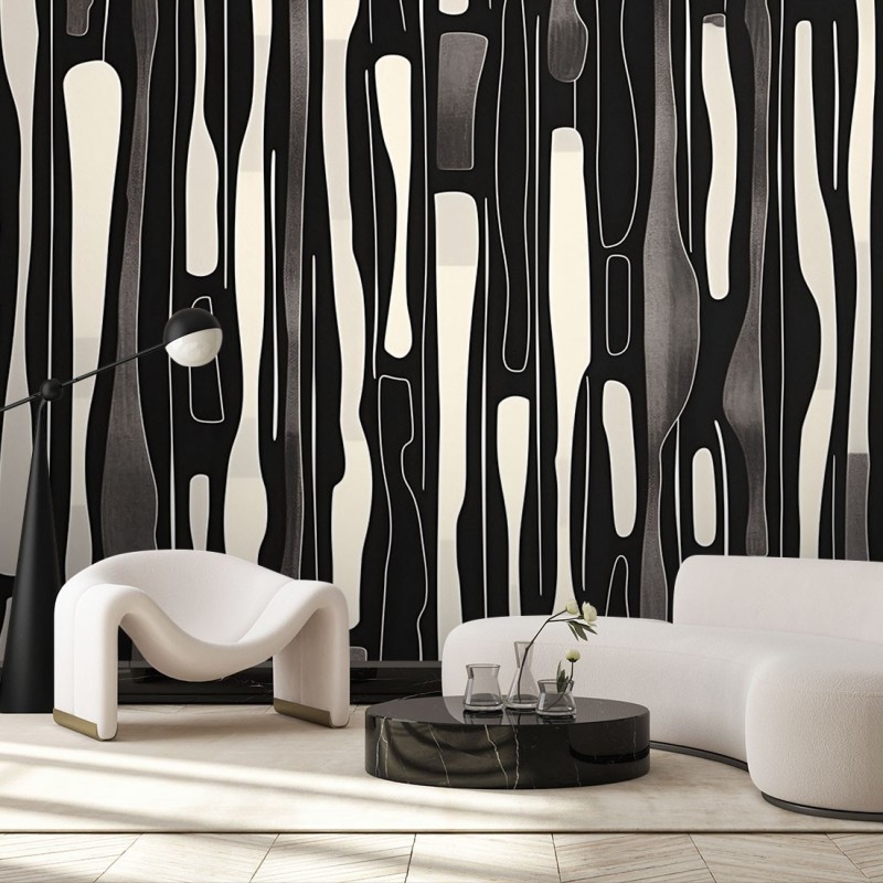 Stylowa fototapeta - Czarno biała abstrakcja | Feeby.pl