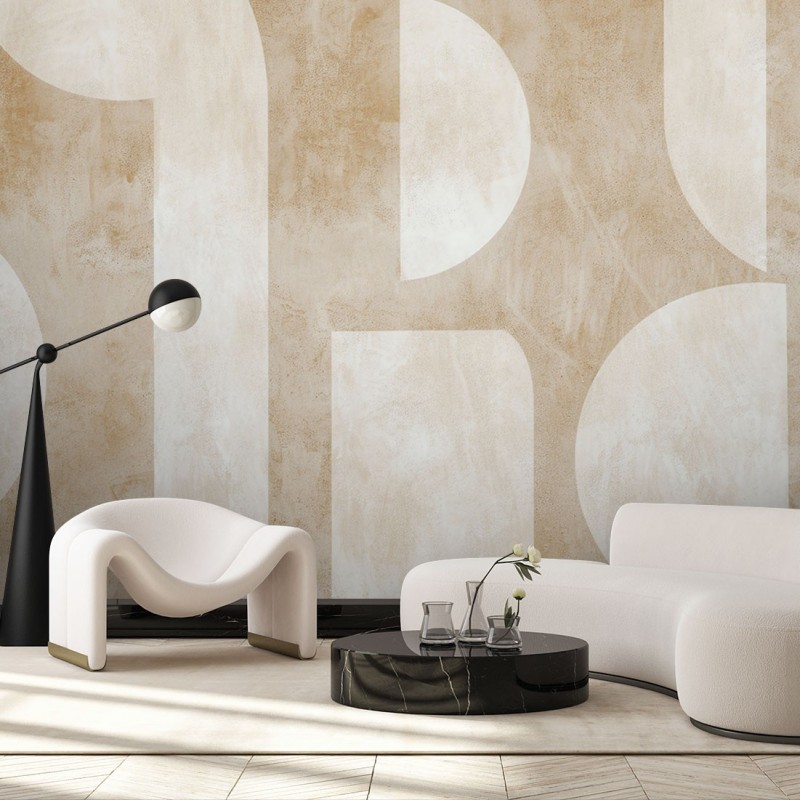Nowoczesna fototapeta - Beżowa abstrakcja kształty | Feeby.pl