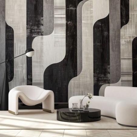 Fototapeta do salonu - Szara geometryczna abstrakcja | Feeby.pl