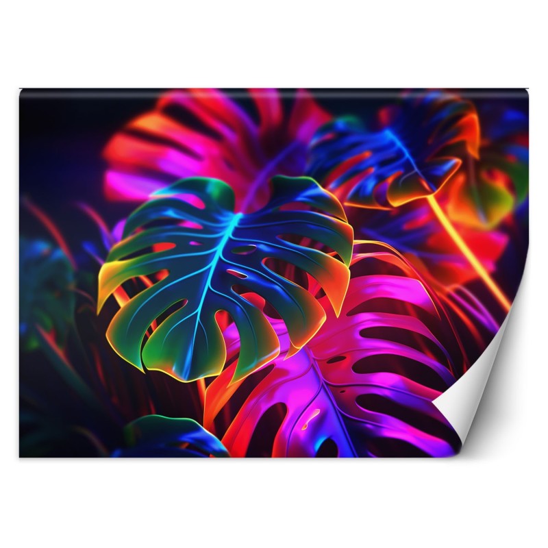 Fototapete - Monstera fluoreszierende Blätter | Feeby