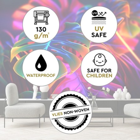 Fototapete - Monstera fluoreszierende Blätter | Feeby