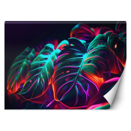 Fototapete - Monstera-Blätter im futuristischen Stil | Feeby