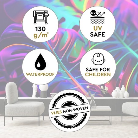 Fototapete - Monstera-Blätter in Neonfarben | Feeby