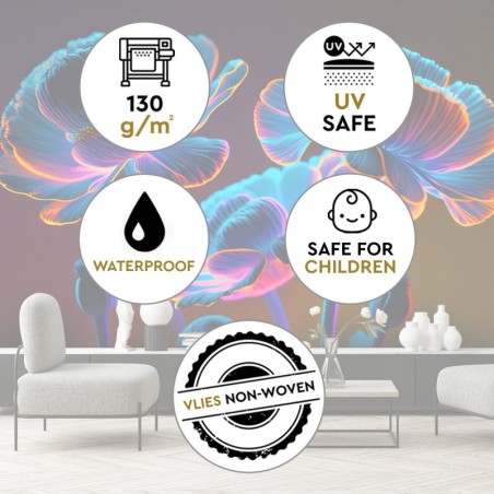 Fototapeta do salonu - Neonowe kwiaty natura | Feeby.pl