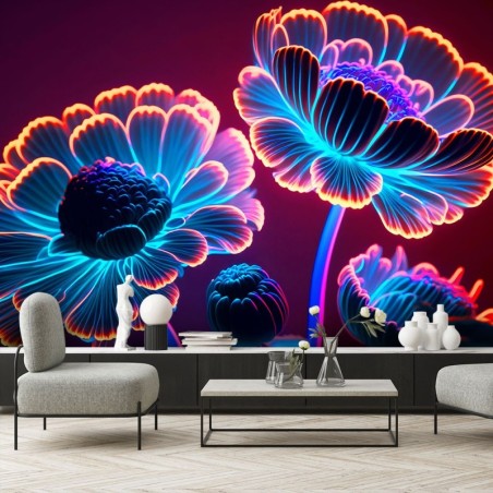 Modische Fototapete - Neon-Blütenknospen | Feeby