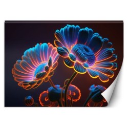Stilvolle Fototapete - Neon-Blumen | Feeby