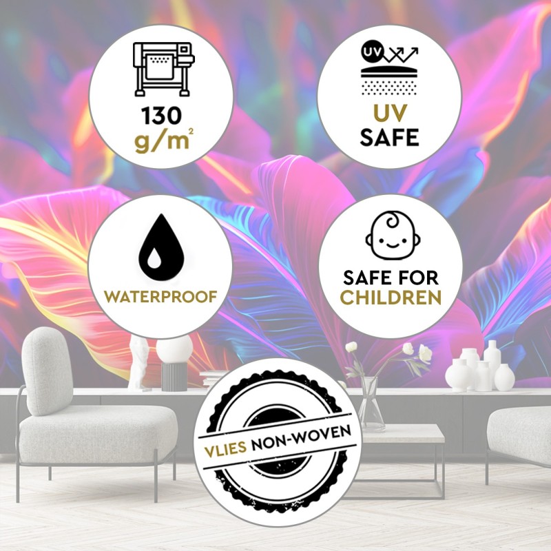 Fototapete - Neon-Blätter | Feeby