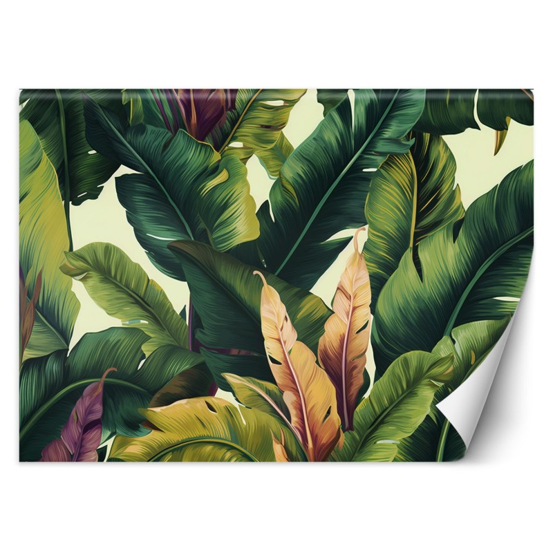 Moderne Fototapete - Bunte tropische Blätter | Feeby