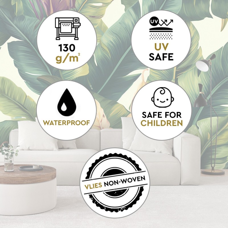 Moderne Fototapete - Bunte tropische Blätter | Feeby