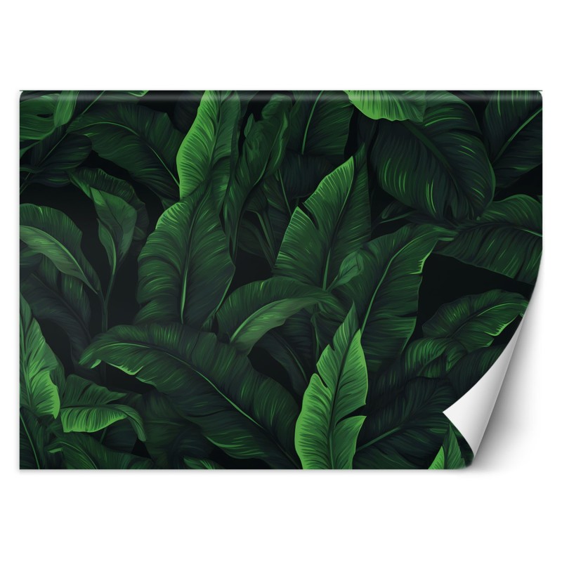 Fototapete - Exotische Blätter in monochromem Grün | Feeby