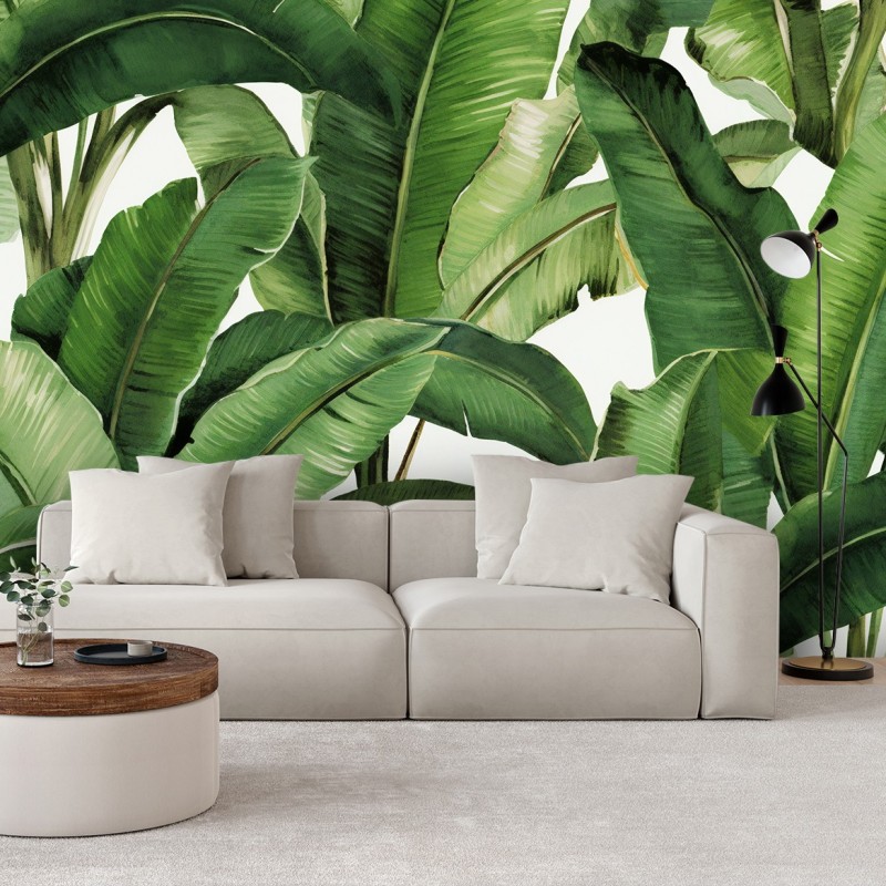 Stilvolle Fototapete - Grüne tropische Blätter | Feeby