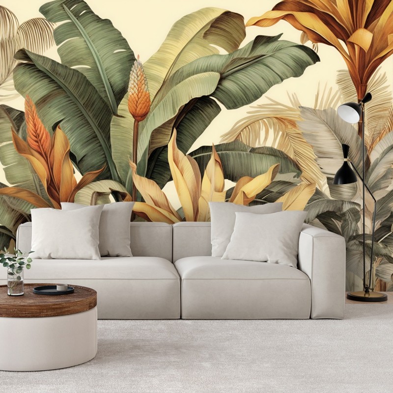 Fototapete - Bananenblätter in Sepia | Feeby