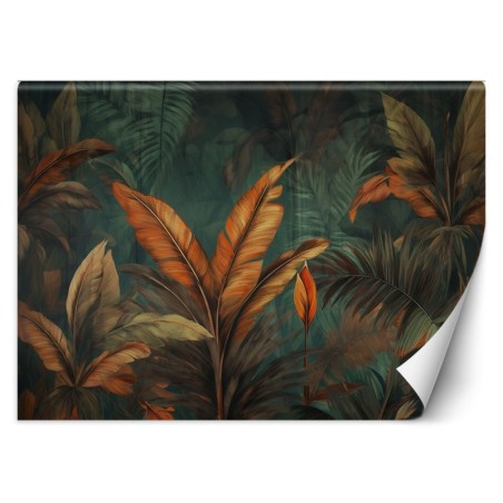 Modische Fototapete - Tropische Blätter Blumen | Feeby
