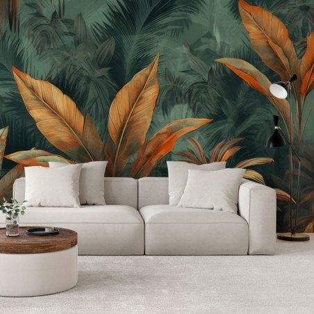Stilvolle Fototapete - Tropische Orangenblätter | Feeby