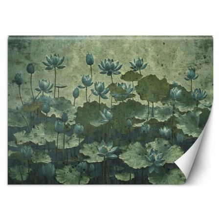 Fototapete - Grüne Seerosen in Blüte | Feeby