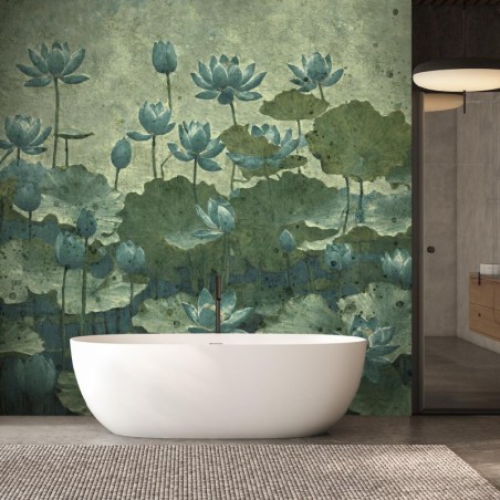 Fototapete - Grüne Seerosen in Blüte | Feeby