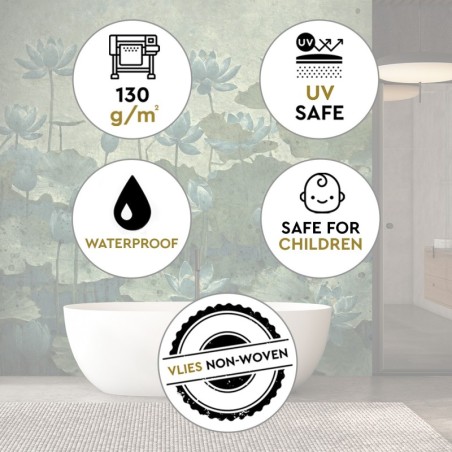 Fototapete - Grüne Seerosen in Blüte | Feeby