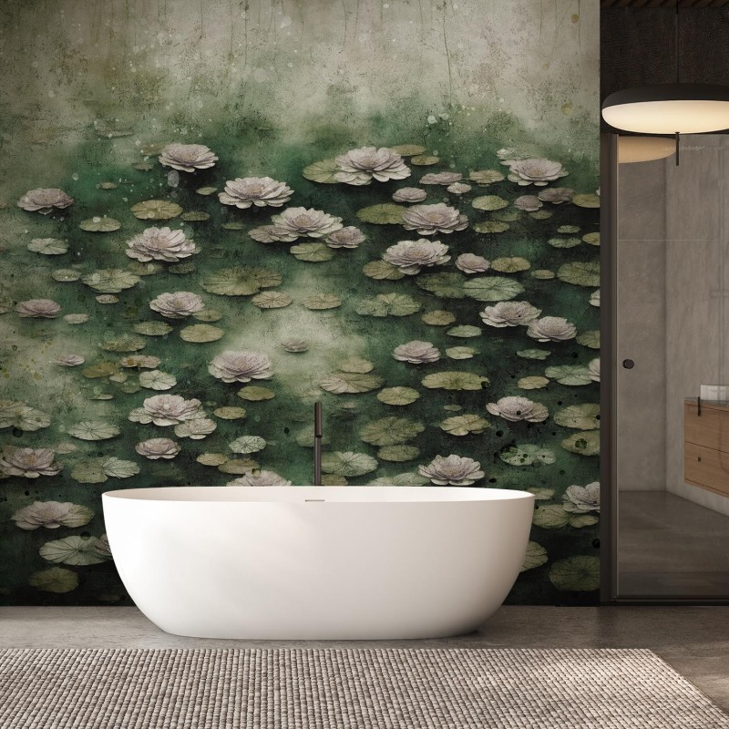 Moderne Fototapete - Lotusblumen auf einem See | Feeby