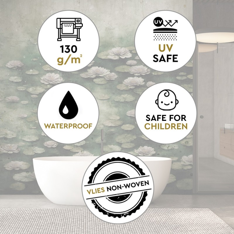 Moderne Fototapete - Lotusblumen auf einem See | Feeby