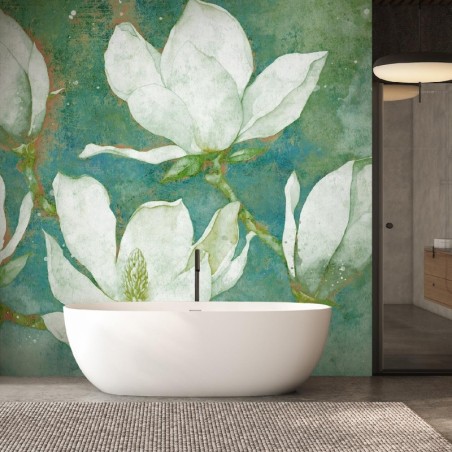 Stilvolle Fototapete - Blühende Magnolien abstrakt | Feeby