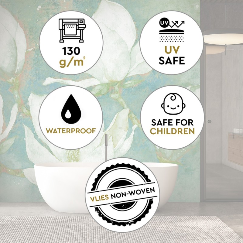 Stilvolle Fototapete - Blühende Magnolien abstrakt | Feeby