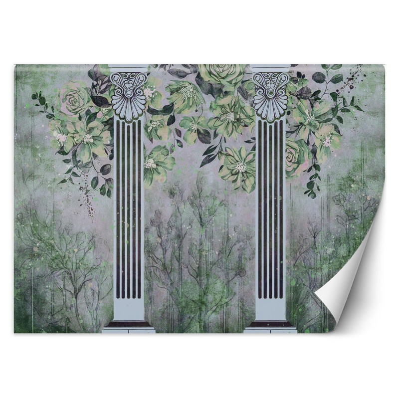 Fototapete - Antike Säulen und Blumen | Feeby