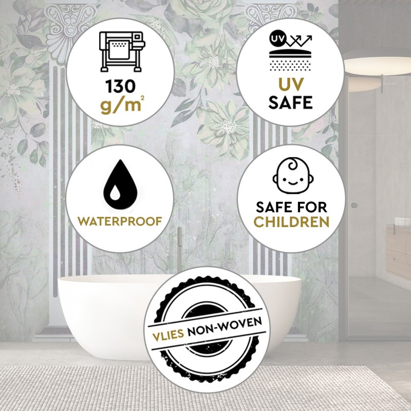 Fototapete - Antike Säulen und Blumen | Feeby