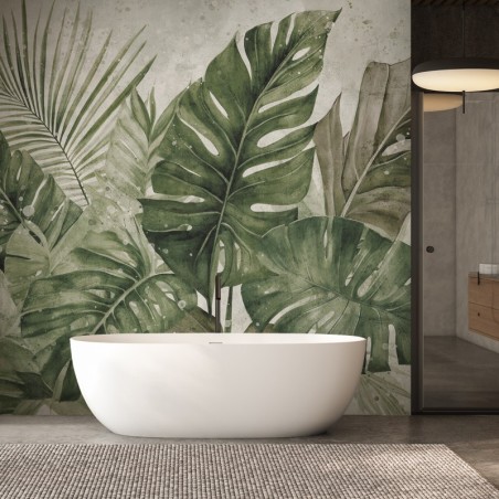 Modische Fototapete - Tropische Monstera-Blätter | Feeby