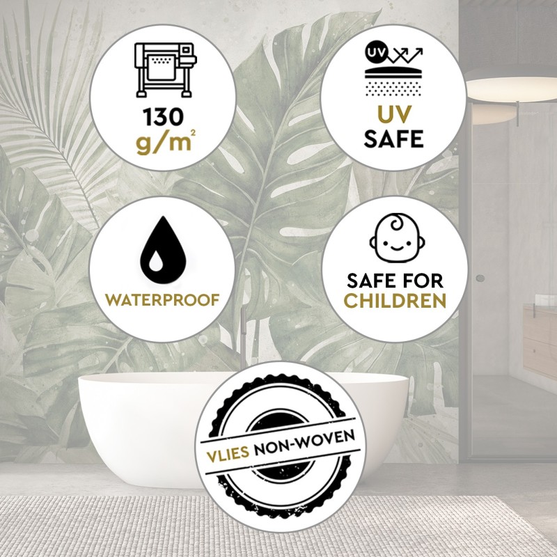 Modische Fototapete - Tropische Monstera-Blätter | Feeby