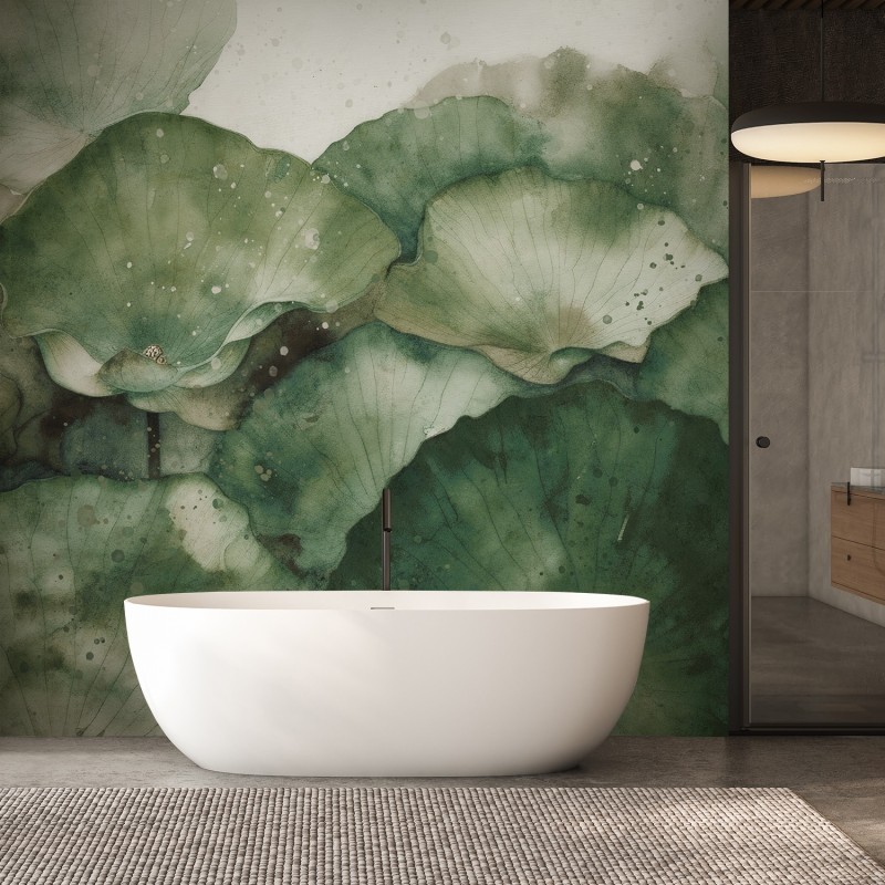 Fototapete - Grüne Lotosblätter | Feeby