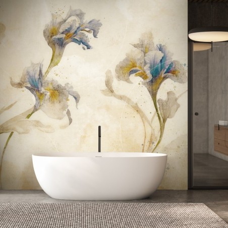 Moderne Fototapete - Schwertlilien Aquarell | Feeby