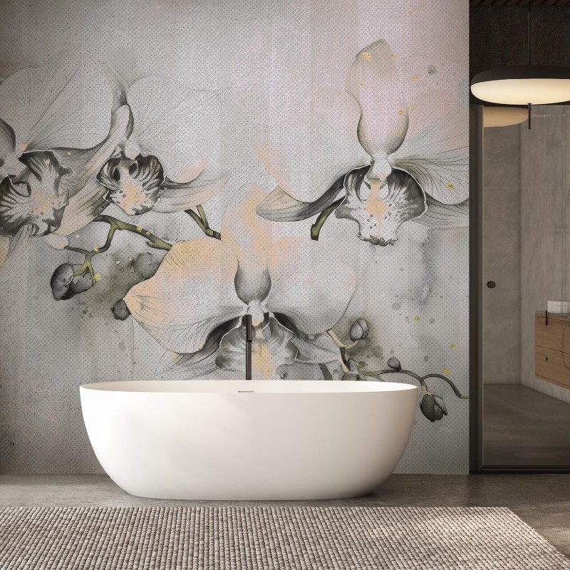 Stilvolle Fototapete - Blühende Orchideen abstrakt | Feeby