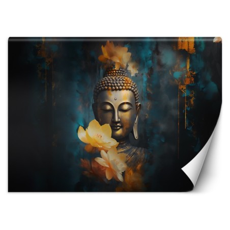 Fototapeta do salonu - Feng Shui budda i złote kwiaty | FEEBY