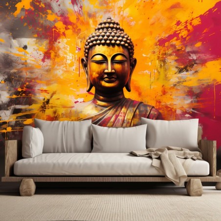 Moderne Fototapete - Buddha-Statue bunt abstrakt | Feeby