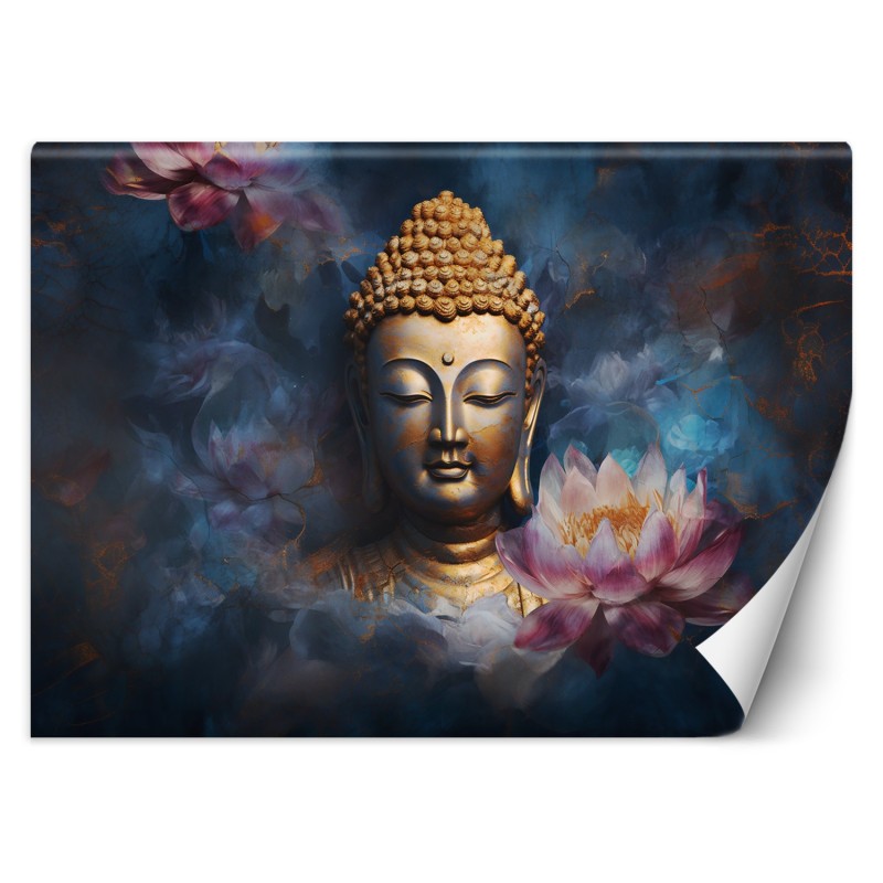 Moderne Fototapete - Buddha und Zen-Blumen | Feeby