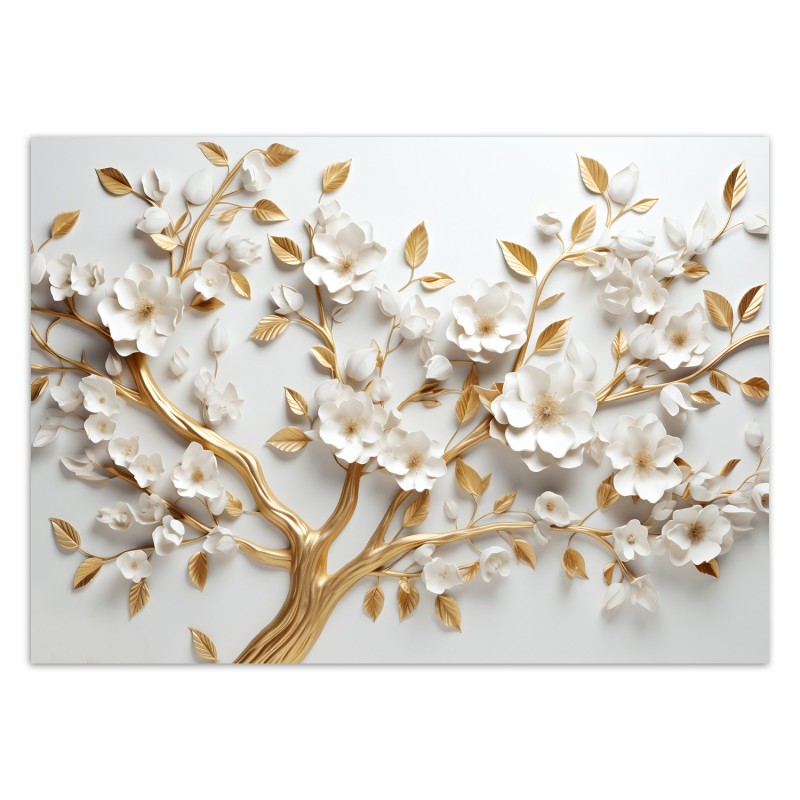 Fototapeta 3D - Kwitnące złote drzewo glamour | FEEBY