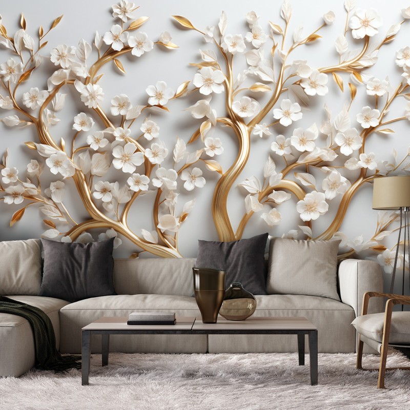 Modische Fototapete - Goldener Baum | Feeby