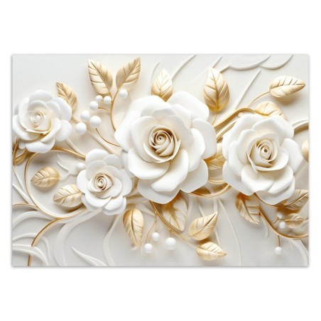 Stilvolle Fototapete - Goldene Blumen 3D | Feeby