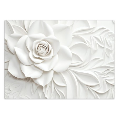 Fototapeta do salonu - Biały kwitnący kwiat róży 3D | FEEBY