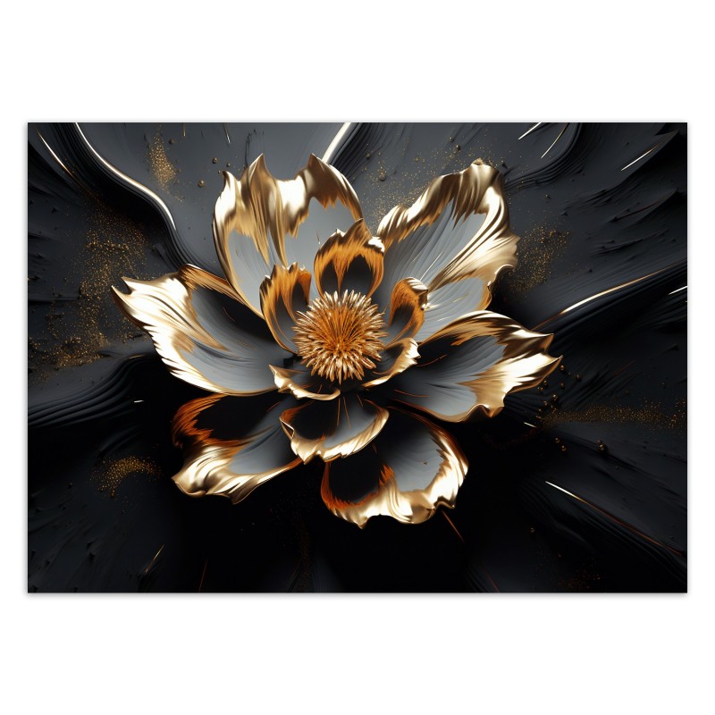 Fototapete - Goldene abstrakte Blume | Feeby